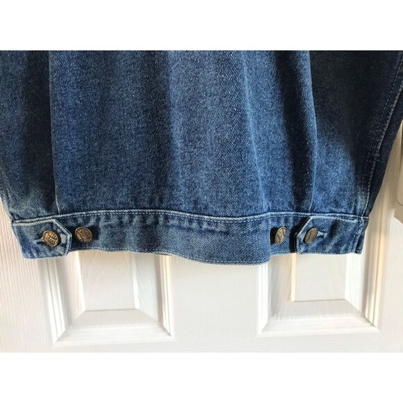 Vtg 1970's Perry Ellis America  Denim Jean Jacket Size S With Neutral Colored Fa - Picture 6 of 9